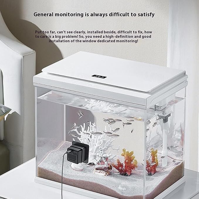 Aquarium Camera,2K HD Terrarium WiFi Pet Camera,140° Wide-Angle,Anti-Glare & Anti-Reflection,Night Vision,Two-Way Audio,AI-Powered Detection,24/7 Recording for Fish Reptiles Window Security Monitoring
