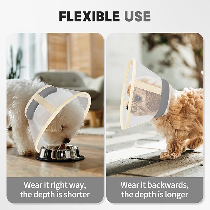 Soft Dog Cone Collar to Stop Licking-Adjustable Comfortable Mesh Recovery Collar After Surgery for Small or Miniature Dogs, Alternative to Plastic Elizabethan Collars for Neuter Incision Care (Grey,L)