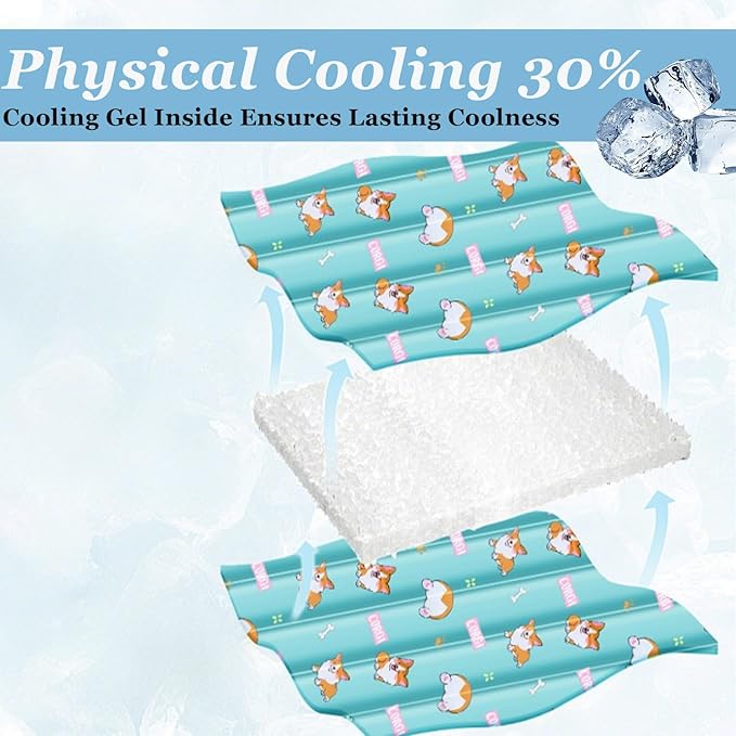Dog Cooling Mat, Cooling Mat for Dogs & Cat, Provides Instant Relief for Small, Medium, Large Dogs, Washable, Non-Slip Design, Perfect for Hot Summer Days to Keep Pets Comfortable(M 17.7''*23.6'')