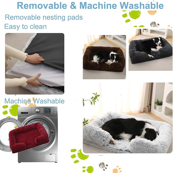 Dog Beds Large Sized Dog Orthopedic, Sofa Dog Bed with Waterproof Lining and Nonskid Bottom, Rectangle Washable Dog Bed for Medium Small Dogs and Cats Comfortable (Color : Red, Size : 43 x 27)