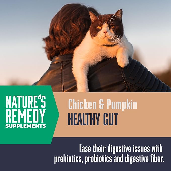 Whole Life Pet Healthy Gut Daily Cat Supplements, Cat Probiotics for Constipation Relief, Anti Diarrhea, Vomit Remedy & Digestive Support, Pumpkin Puree for Cats, Cat Health Supplies - 30-Day Supply