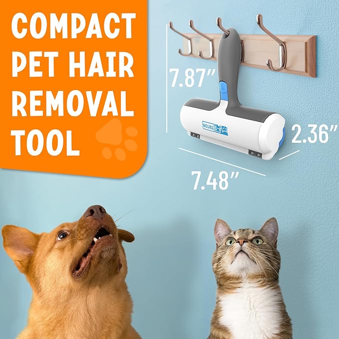 Triton Pet Hair Remover w/Fur Trapping Compartment - Easy to Use Pet Hair Removal Tool - Cat & Dog Hair Remover for Couch, Furniture, Clothes, Bedding, Car - Reusable Lint Roller