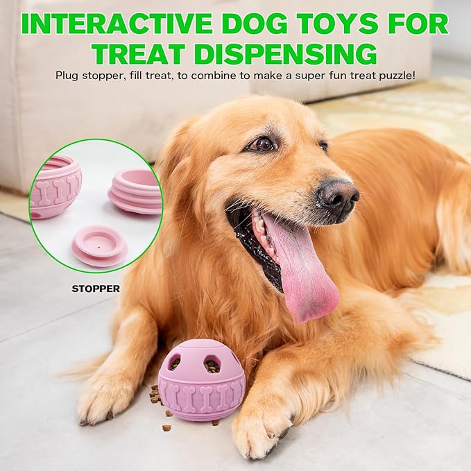Interactive Dog Licking Toy - Freezable Fillable, Slow Feeding Puzzle Ball, Relieves Boredom and Stimulates Intelligence - This Interactive Dog Toy is Suitable for Small and Medium Breed