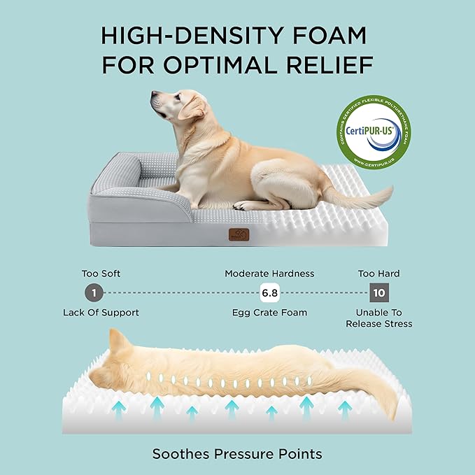 Bedsure Orthopedic Dog Beds for Small Dogs - Washable Small Dog Cat Bed Waterproof, Comfort Pet Couch Sofa with Washable Removable Cover, Pets Bed with Nonskid Bottom, Cooling Blue, 24"