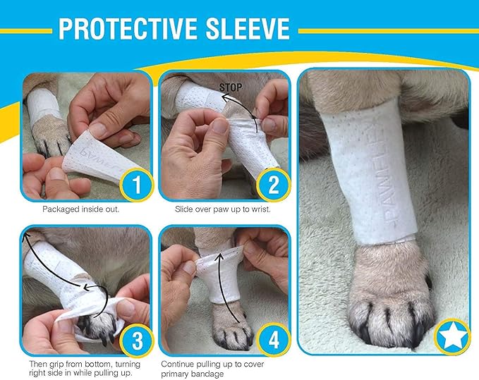 Protective Sleeve Tubular Cover - Bandages - for Dogs Cats and Other Pets First Aid Wound Care Comfortable Non-Adhesive Breathable & Water Resistant 12 Strips (yields 24-36 Covers)-(X-Small)