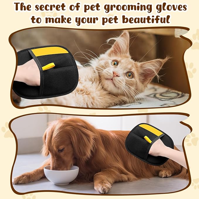 2PCS Pet Hair Removal Glove, 2025 New Upgrade Efficient Grooming Gloves for Pet Hair, Pet Hair Removal Tool for Cats & Dogs, Reusable Cat & Dog Hair Remover for Couch, Furniture, Carpet, Curtain