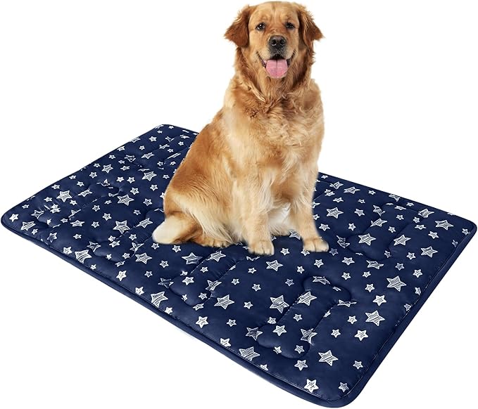 Dog Crate Mat (42" X 28"), Soft Dog Bed Mat with Cute Prints, Personalized Crate Pad, Anti-Slip Bottom, Machine Washable Kennel Pad