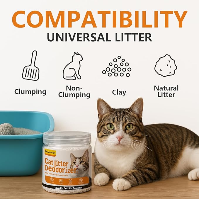 Cat Litter Deodorizer - Advanced Fragrance-Free Odor Control for Sensitive Cats - Reduces Scooping, Extends Litter Use - Hypoallergenic Formula Ideal for Multi-Cat Homes