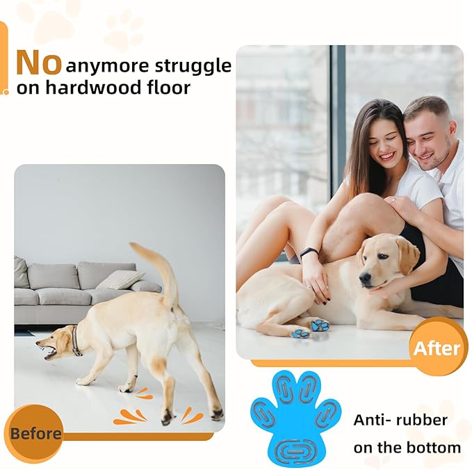 Non-Slip Dog Paw Protector Pads for Senior Dogs, Dog Paw Adhesive Pads on Hardwood Floor,Senior Pets Essentials with Strong Traction,Rubber Grippers,Blue,12 Sets 48 pc S
