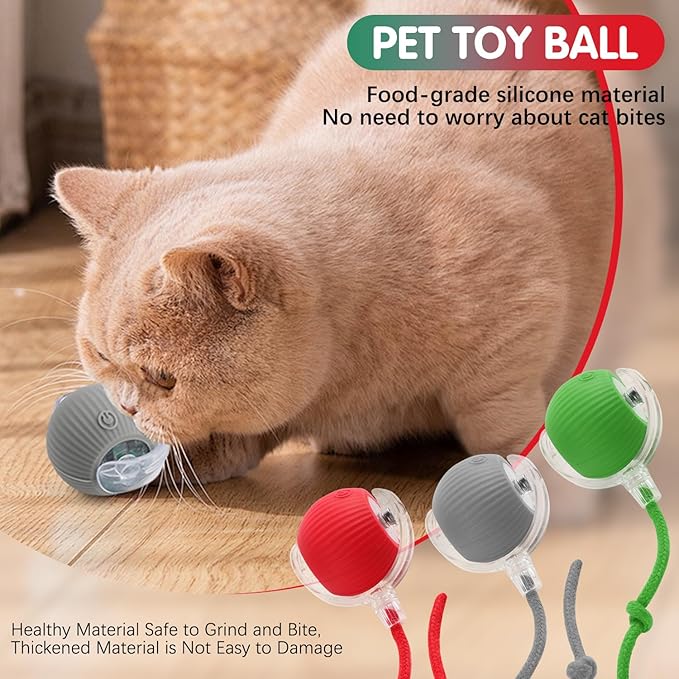 Interactive Cat Toys for Indoor Cats, 360° Smart Rolling Cats Toys, Self Rolling Interactive Cat Dog Ball, Electric Moving Peppy Pet Ball Toy, Dog Toys to Keep Them Busy (3 Pcs)