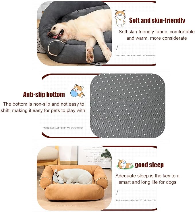 Suede Sofa Dog Bed, Multiple Sizes Orthopedic Memory Foam Mattress, Durable and Calming, Washable Dog Bed with Anti-Slip Bottom S LightGreen