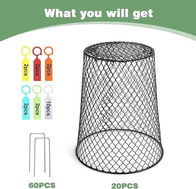 20 Pcs 6.8"×7.4" (Multiple Sizes/Quantities Available) Seedling Plant Protectors from Animals, Chicken Wire Plant Cage Garden Cloche to Protect Plants Vegetables from Rabbits Squirrels Chicken ﻿