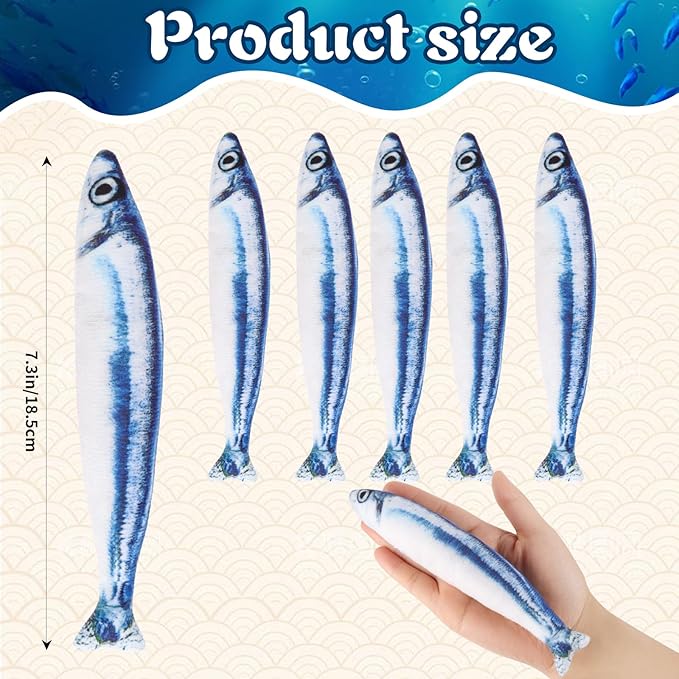 Catnip Saury Fish Toys,6pcs Cat Teething Chew Plush Toys for Pet Cat Lovers Relieve Stress Gifts Teething Chew Indoor Outdoor