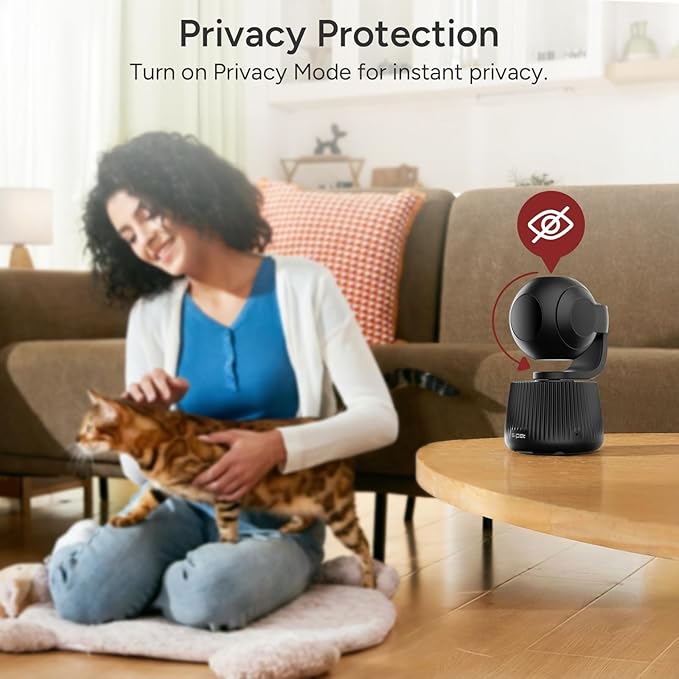 PawTrack 4K Pet Camera with Auto Tracking, 360° Pan/270° Tilt, Behavior Alerts & Smart Pet Vlog & Two-Way Audio, Privacy Mode, Multi-Pet ID, 1080p Daily Recording Smart Pet Monitor