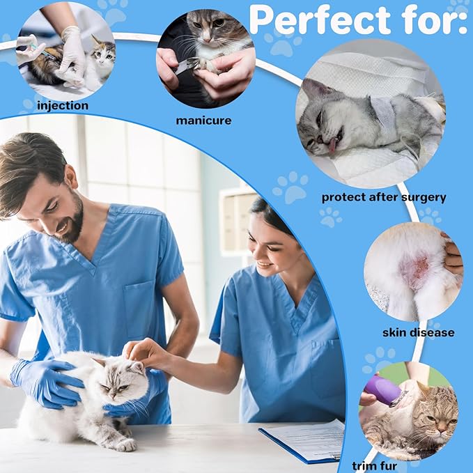Soft Cat Cone Collar for Cats & Kittens – Adjustable Lightweight Recovery E-Collar to Stop Licking, Scratching & Biting After Surgery, Comfortable Wound Healing Cone Alternative (Blue, S)