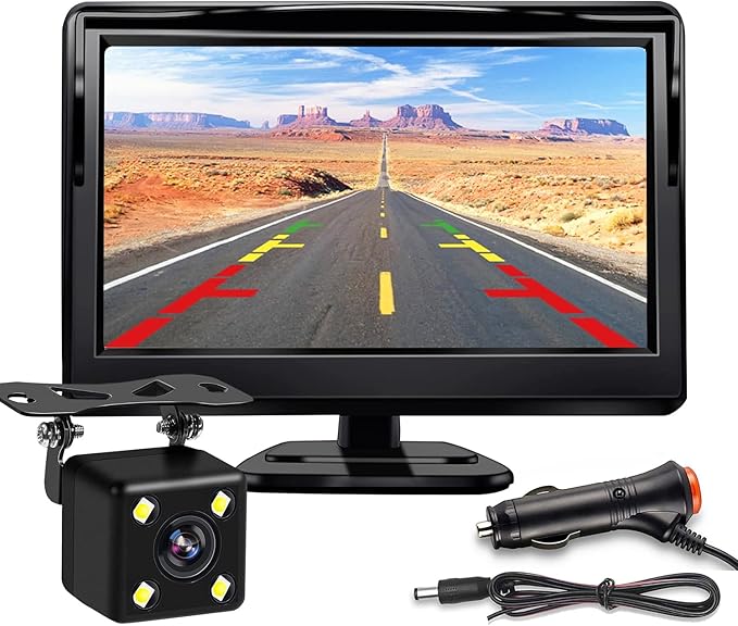 Kairiyard 5Inch Backup Camera, 170° Wide Angle Back up Camera with Monitor Clear Night Vision Waterproof Reverse Rear View Camera System for Car Truck
