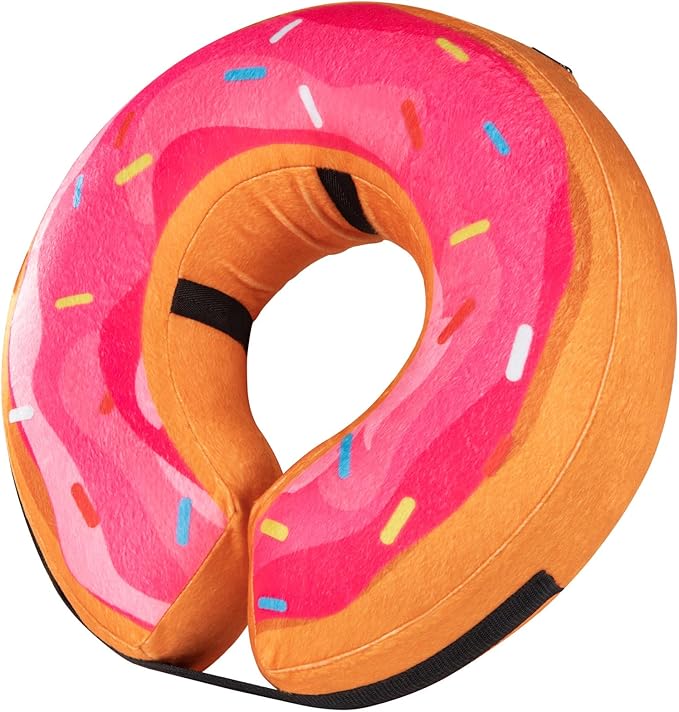 Grand Line Donut Inflatable Collar for Dogs and Cats, Soft Recovery Dog Cone After Surgery, Protective Pet Neck Cone for Small, Medium, Large Dogs, Not Block Vision (Pink, L)