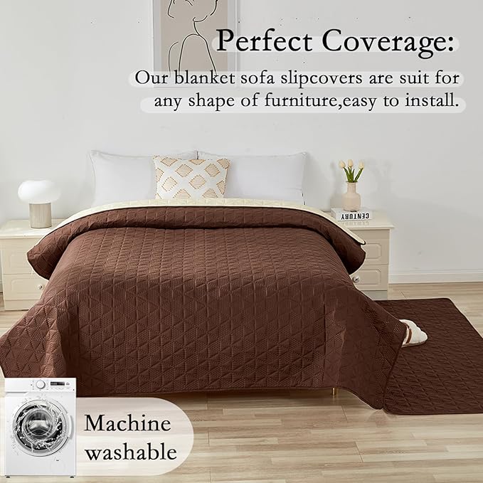 Waterproof Dog Bed Cover Pet Blanket, Soft Pet Couch Covers for Sofa Washable, Bed Couch Sofa Furniture Protector for Puppy Cat Kids (Brown,75 * 180 CM)
