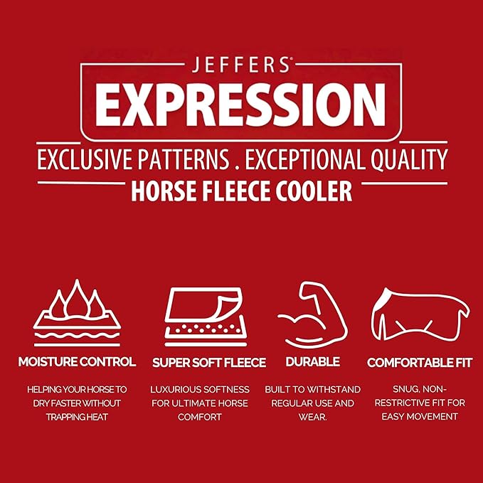 Jeffers Expression Fleece Cooler for Horses, Standard Neck, Party Cheetah 84"- Equine Towel Blanket, Moisture Absorbent, Light Weight, Best for Drying, Exercise, Bathing, Adjustable Belly Bands