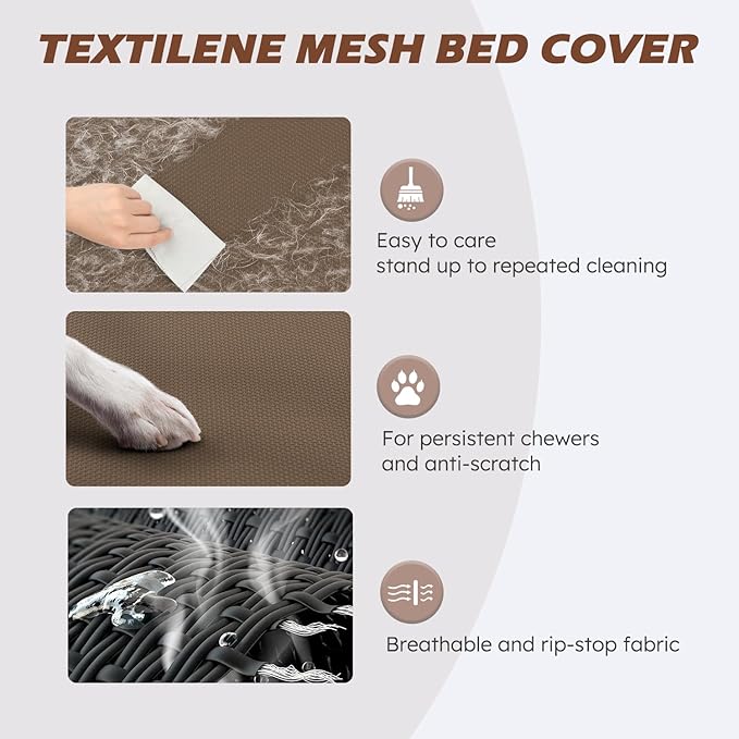 Heeyoo Elevated Dog Bed, Cooling Raised Pet Cot with Chew Proof Washable Breathable Mesh and Metal Frame, Portable Dog Cot Bed with No-Slip Feet for Outdoor or Indoor Use