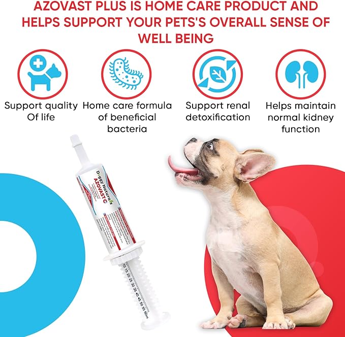 Azovast Plus Kidney Health Supplement for Dogs & Cats, Oral Paste (60 cc) - NO Refrigeration Required - Help Support Kidney Function & Manage Renal Toxins Chicken Flavor (Made in U.S.A(60cc)