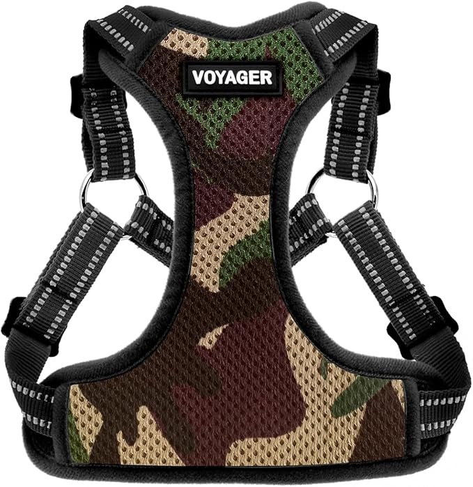 Best Pet Supplies Voyager Adjustable Step-in Flex Breathable Mesh Dog Harness for Small Medium Large Dogs (Army/Black Trim), L