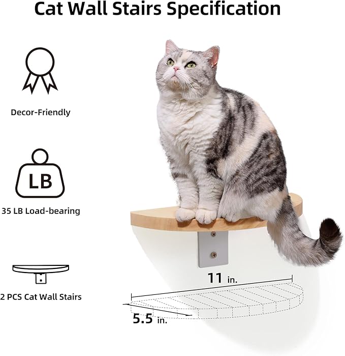 FUKUMARU Cat Wall Furniture Set, Transparent Capsule Kitten Walls Shelves with 2 PCS Pedals - Premium Kitty Bed for Sleeping, Playing, Climbing, and Lounging - Easily Holds Up to 35 Lbs