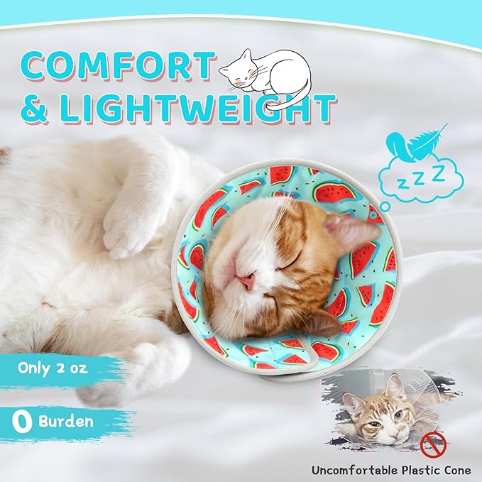 Cat Cone Collar Soft to Stop Licking, Adjustable, Foldable Lightweight Kitten Cones After Surgery Recovery for Cats & Kittens, Cat Cone Alternative (Blue, L)