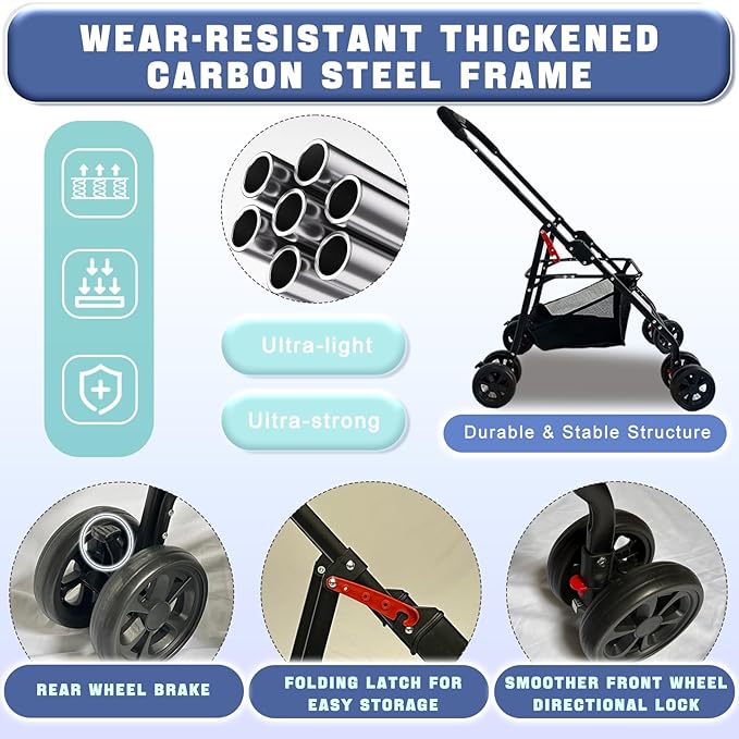4 Wheels Pet Stroller 4 in 1 Pet Stroller with Detachable Carrier for Small & Medium Dogs Cats up to 55 lbs Easy-Folding Travel Dog Wagon with Car Seat Breathable Mesh,White Cartoon
