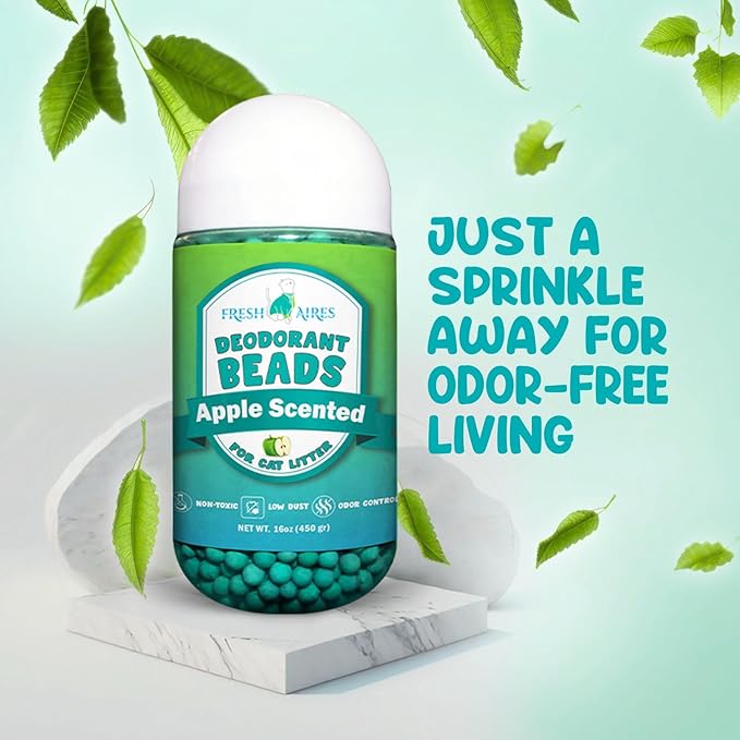 Deodorant Beads - Area Deodorizer for Cat Litter Boxes, Low-Dust, Non-Toxic, Superior Odor Control, Pet-Safe, Cleaner Air