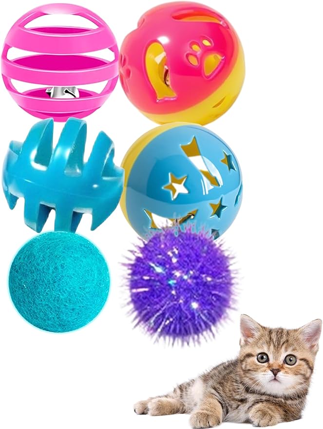 6-Pack Cat Toys for Kittens and Cats, On Cloud Nine (1.5'', Basic Cat Toy Set)