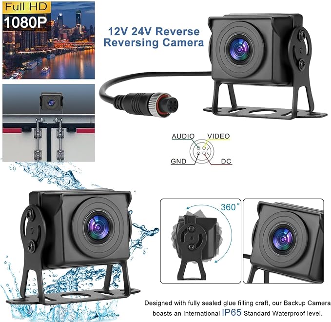 Kairiyard Backup Camera, 7 Inch HD 1080P Reverse Rear View Camera 150° Wide Angle Wired Back up Camera System for Truck Car Trailer Camper Tractor