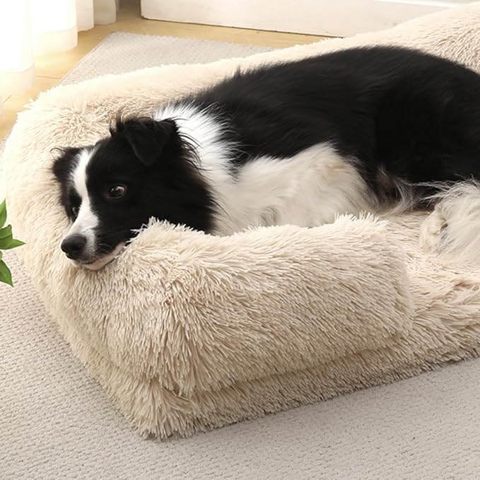 Dog Beds Medium Large Size Dog, Calming Dog Bed with Removable Washable Cover, Waterproof Lining and Nonskid Bottom(Coffee,XXL)
