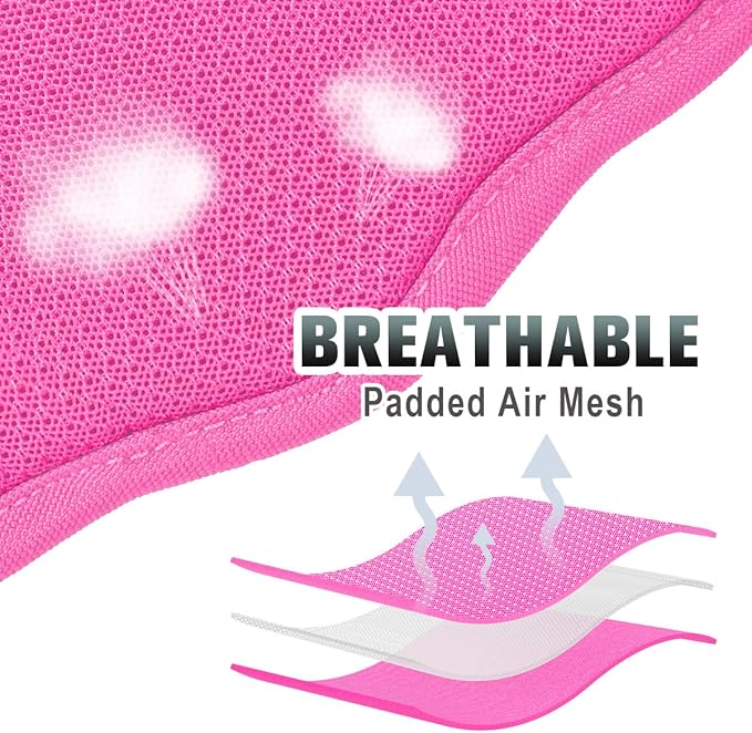 BARKBAY No Pull Dog Harness Large Reflective Dog Harness with Front Clip and Easy Control Handle for Walking Training Running with ID tag Pocket(Pink,XL)