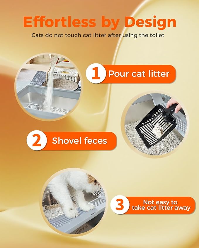 XXXL Stainless Steel Cat Litter Box 28.1''×20.5'' × 10.1” Extra Large Metal Cat Litter Box for Big, Multi Cats, Anti-Leakage & Non-Stick Metal Pan, Easy to Clean, Durable (Light Grey