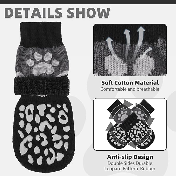 KOOLTAIL Dog Socks for Hot/Cold Pavement to Prevent Licking Paws Scratching,Anti Slip Pet Boots&Paw Protector for Hardwood Floors,Traction Control Grip Booties for Small Medium Large Senior Dogs L