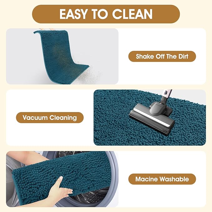 IM HOME Extra Large 71" x 25" Teal Blue Dog Door Mats for Muddy Paws, Chenille Absorbent Dog Mat, Non Slip Heavy Mud Mat for Dogs, Soft Pet Bed Mat for Entryway, Mud Paws, Inside Floor
