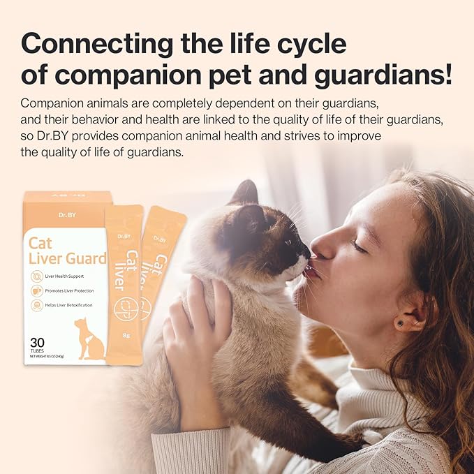 Dr.by Cat Liver Guard Squeezable Liver Supplement for Cats Feline Hepatic Support with Milk Thistle, Artemisia annua(SPB-201), Taurine lickable Formula Individually Packaged