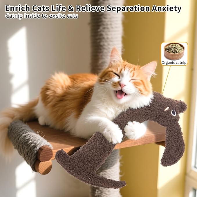Cat Toy, Refillable Catnip Kicker Toy for Small, Medium, and Large Breeds, Cute with Soft Crinkle Pillow Toy, Fun for Indoor Kitten Kitty Chew and Play - 15 Inches