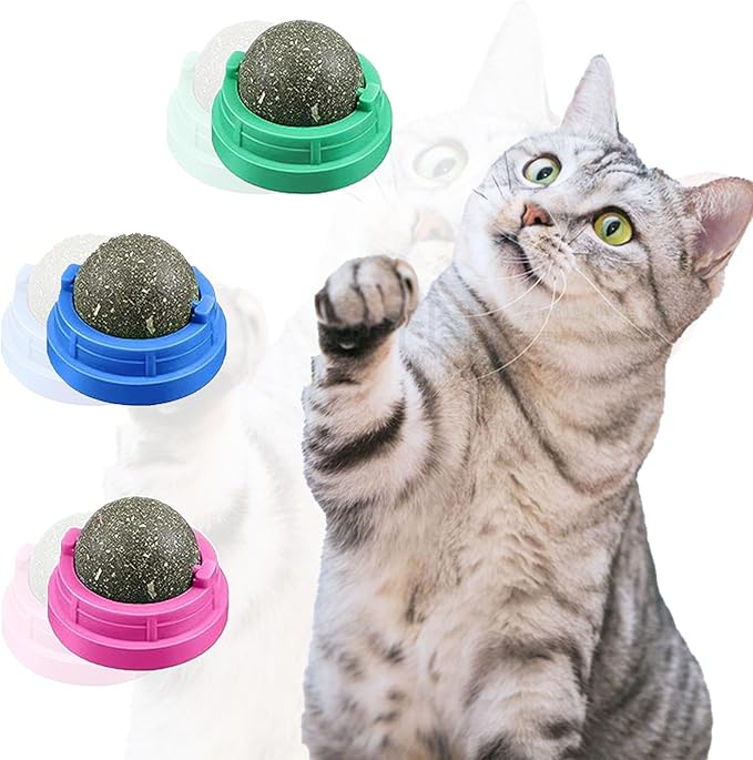GATITOS Catnip Balls 1 Pcs, Catnip Ball for Cats Wall, Safe Healthy Kitten Chew Toys, Teeth Cleaning Dental Wall Treats, Edible Cats Lick Kitten Chew