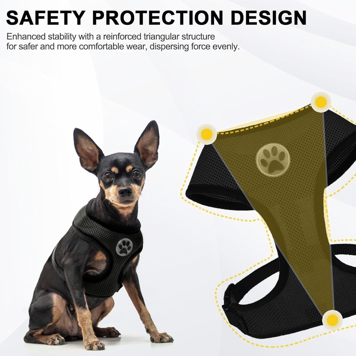BINGPET Small Dog Harness - Breathable Mesh Puppy Cat Harnesses - No Pull Adjustable Dog Harness Dog Vest Harness for Small and Medium Dogs