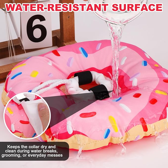 BINGPET Cat Cone Collar Soft,Waterproof Cat Recovery Collar to Stop Licking,Cute Donut Elizabethan e Collar for Cats Kittens Puppies Wound Healing After Surgery(Donut Pink,Small)
