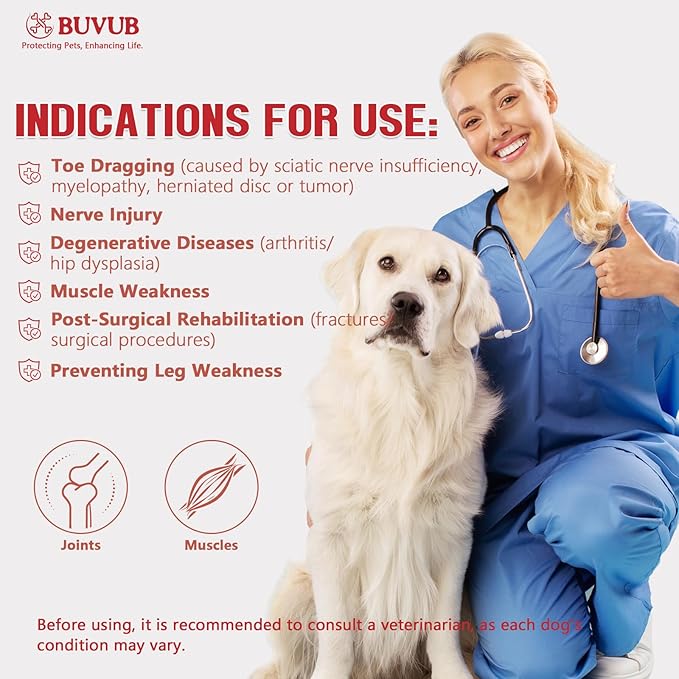 Dog Canine Knuckling Brace Front Paw Rear Leg Dog Foot Brace Wrap for Toe Dragging Cause by Sciatic Nerve Insufficiency, Myelopathy, Herniated Disc (Small,Pair Pack)
