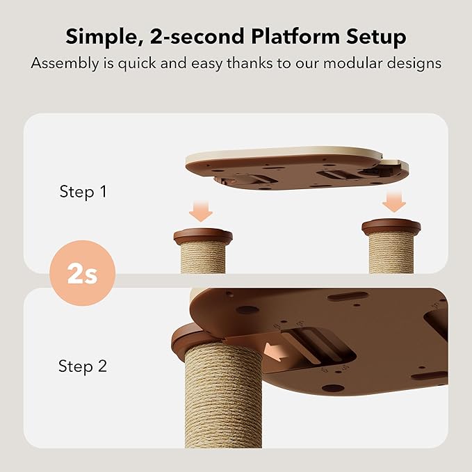 PETLIBRO Infinity Cat Tree Tower for Indoor Cats, Modular Design with Cat Bed, Toy, Felt Pads, Sisal Scratching Posts, 2-Second Setup, Sturdy Multi-Level Activity Center Cat Condo for Any Room