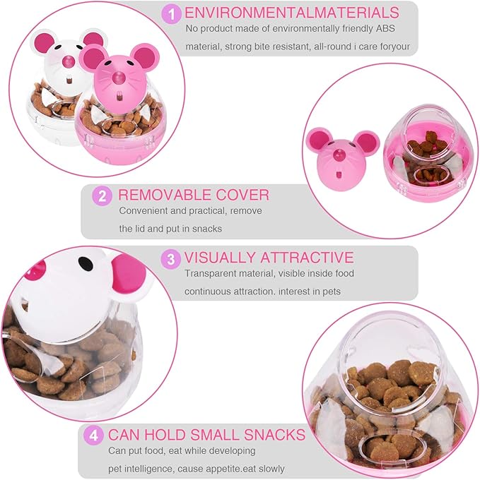 Legendog Cat Slow Feeder Food Ball - Mice Tumbler Shaped Pet Treat Toy for Cats