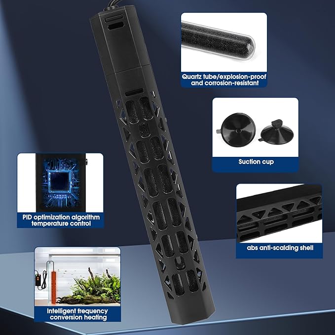 500w Aquarium Heater, Submersible Fish Tank Heater,Intelligent Frequency Conversion with Over-Temperature Protection and Automatic Power-Off When Leaving Water for