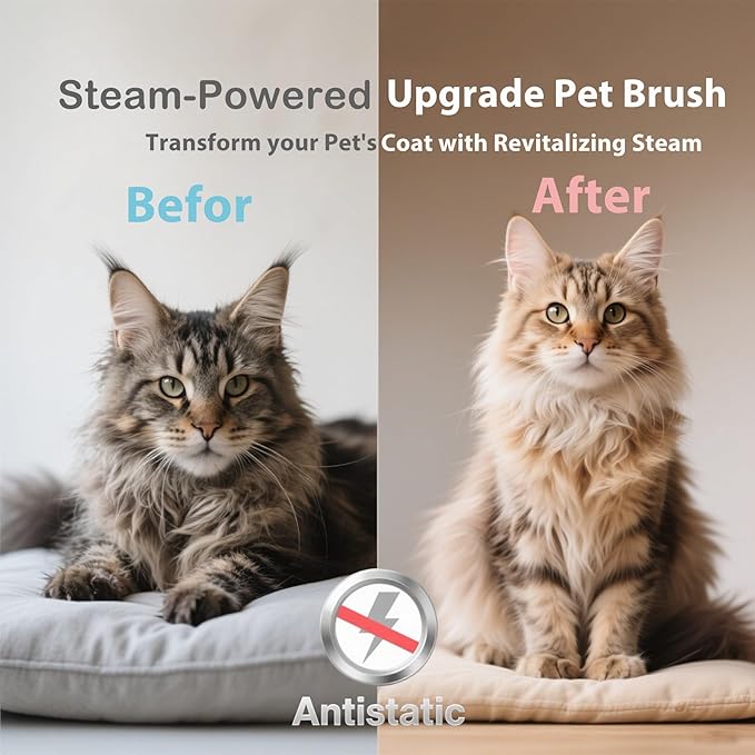4 in 1 Cat Steam Brush Rechargeable Anti-Static Pet Spray Hair Removal Comb for Shedding and Grooming Multi-functional Pet Massage Brushes for Cats Dogs Small Animals