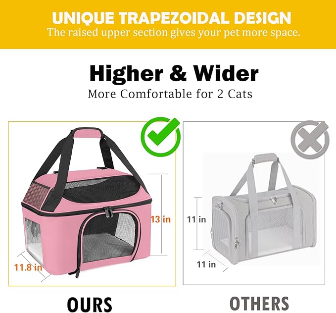 Soft-Sided Cat Carrier Bag Backpack Portable Breathable Collapsible Pet Carrier for Cats Kitten Puppy Small Dogs - Pink