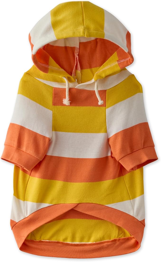 Rocky – The Orginal Lightweight Hooded TEE 100% Organic Cotton Dog Hoodie Pet Coat Sweater for Small, Medium, Large Dogs, Candy Corn, Large