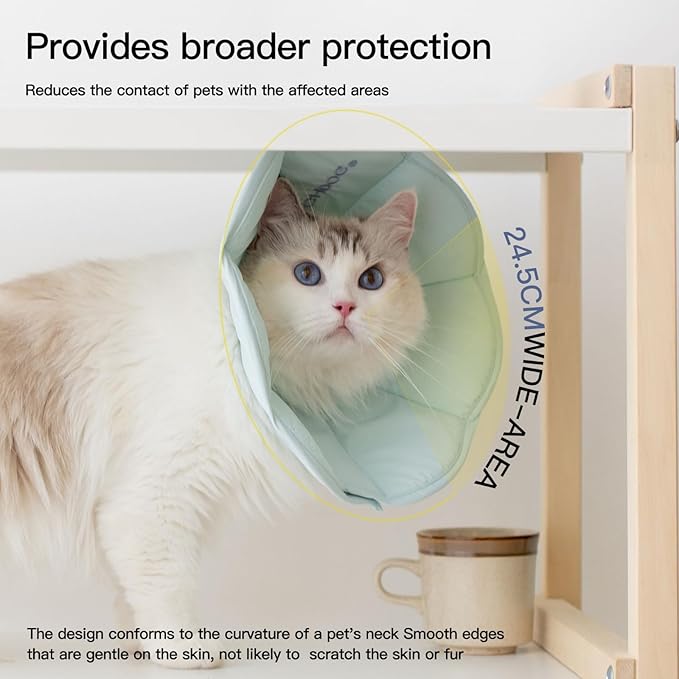 Touchdog Foldable Dog Cone Collar for Cats & Dogs - Adjustable Soft Recovery Collar with Waterproof PU Coating, Lightweight Design, 24.5cm/9.6in Wide Barrier (Blue, M)